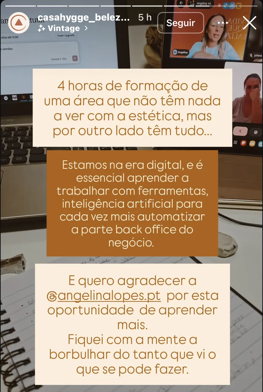 Mensagem de uma participante da imersão