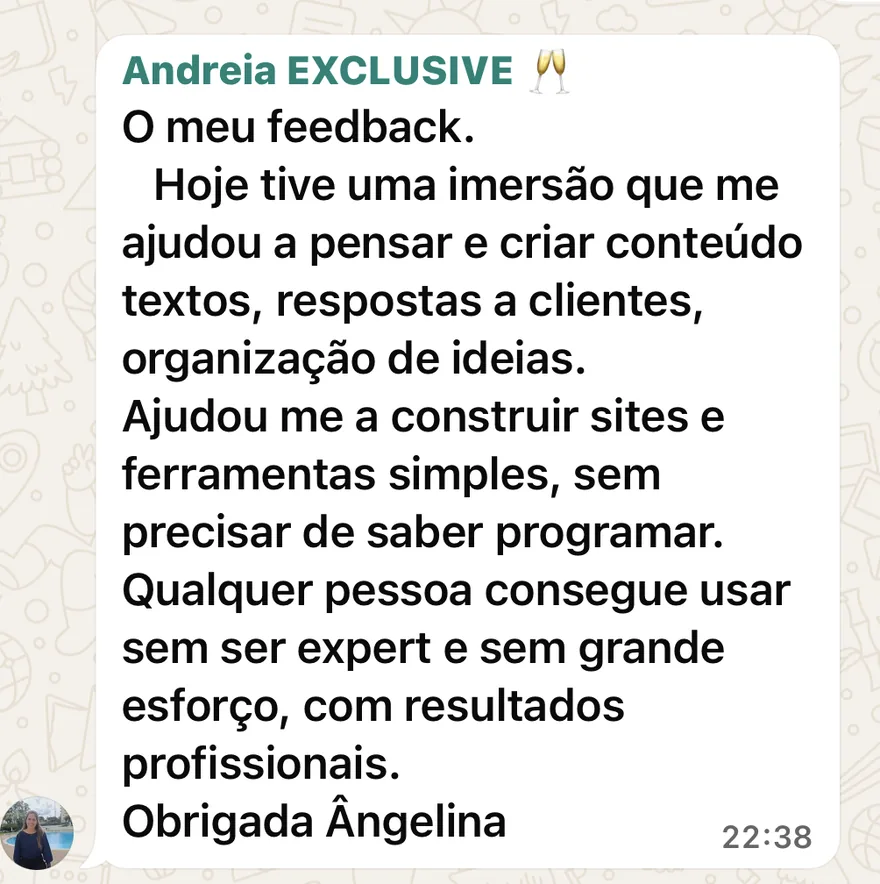 Mensagem de uma participante da imersão