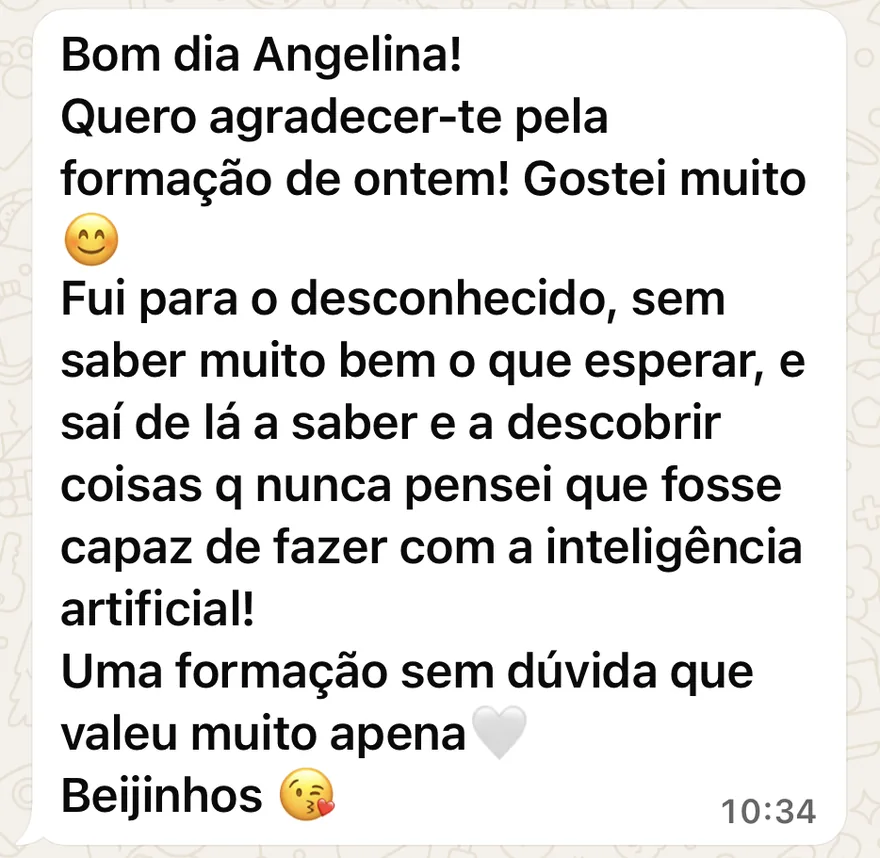 Mensagem de uma participante da imersão